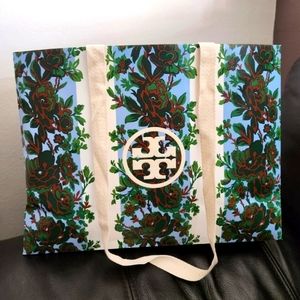 Large Tory Burch gift paper bag with fabric canvas handles